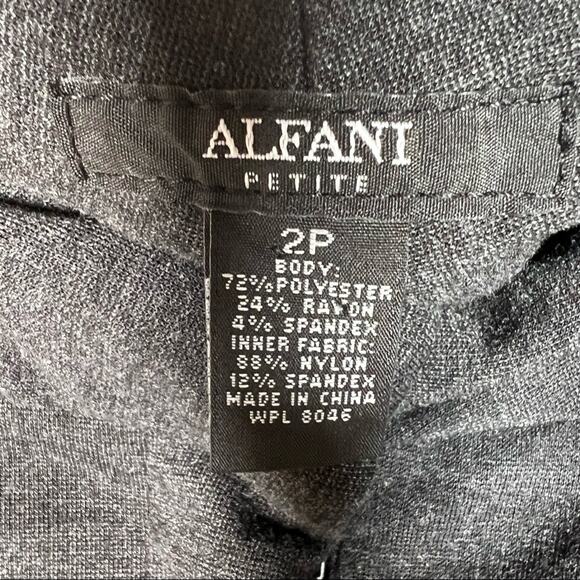 Alfani charcoal gray gold zippered flat front casual pants size 2 petite 2P - Picture 3 of 4